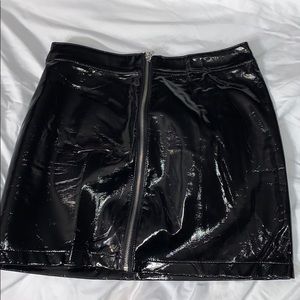 Faux leather zip up skirt